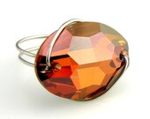 Wire Wrapped Crystal Ring Copper Oval 10mm