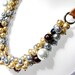 Pearl Cluster Necklace Gold Silver Brown