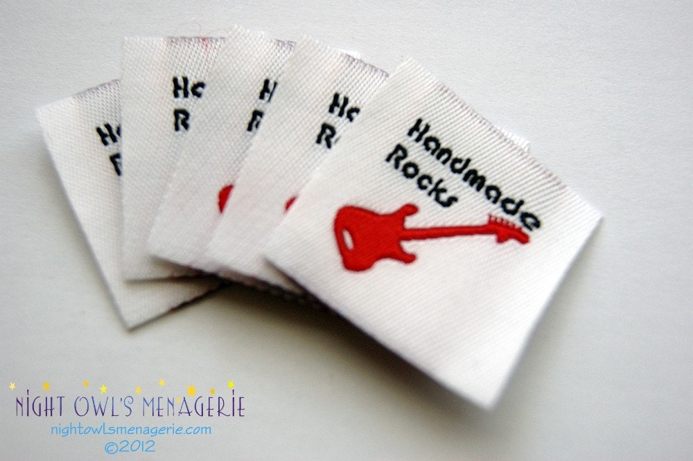 Guitar "Handmade Rocks"  set of 25 clothing labels