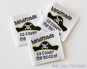 Pirate Hat "Cover Me Booty" Design set of 25 Woven Clothing Labels
