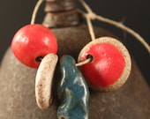 Patriotic Creative Possibilities handmade stoneware connectors bead & charm (4)