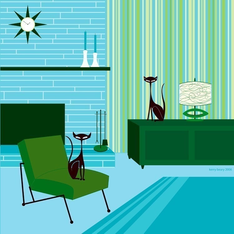 Geenie and Sacha Cats - Limited Edition Giclee Print by Kerry Beary
