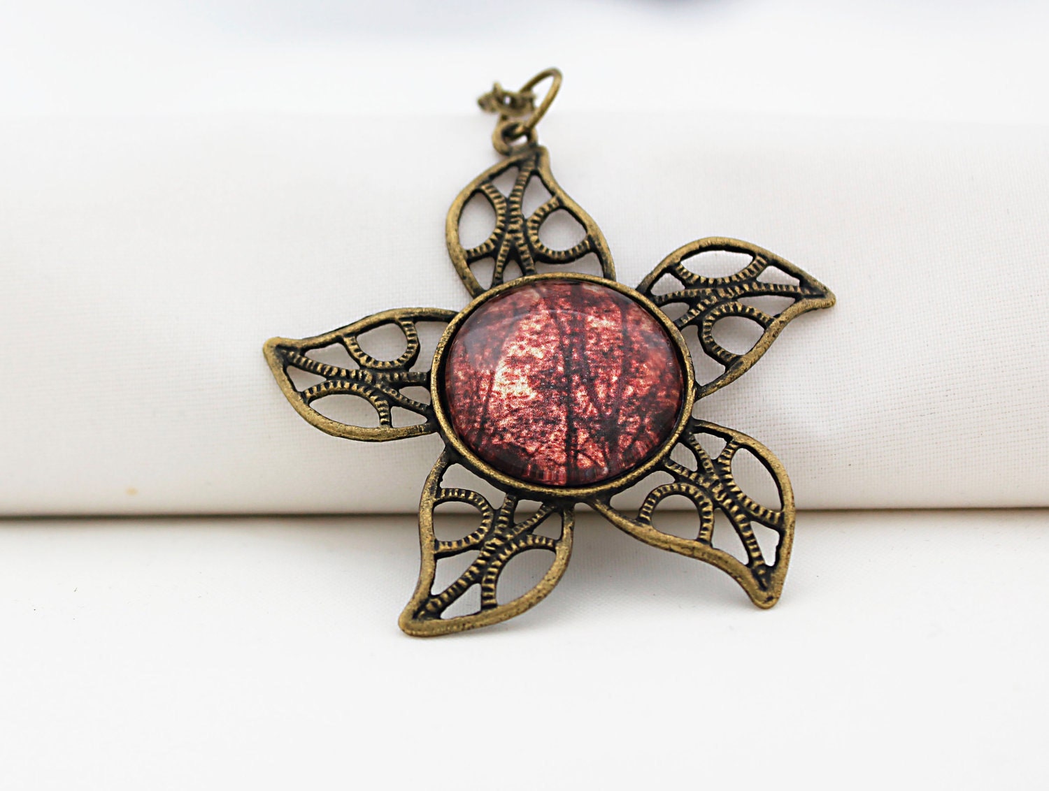 Sunrise Through The Trees, Vintage Bronze, Photography, Photo Jewelry, Nature Photography