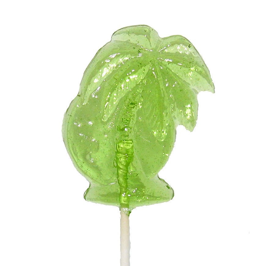 10 Palm Tree Crystal Barley Hard Candy Lollipops - Perfect for a Luau