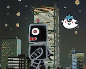 Robot Tokyo Night Stroll - 8x10 Print