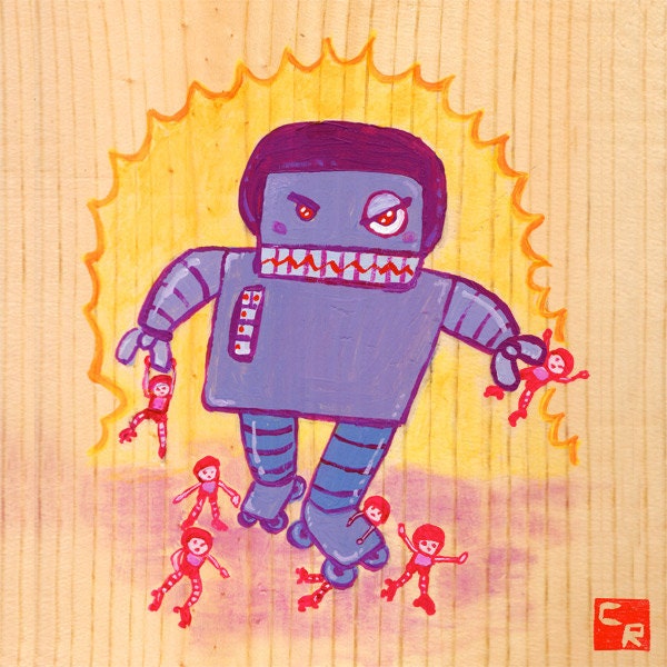 Robo Roller Derby - 5x5 art print