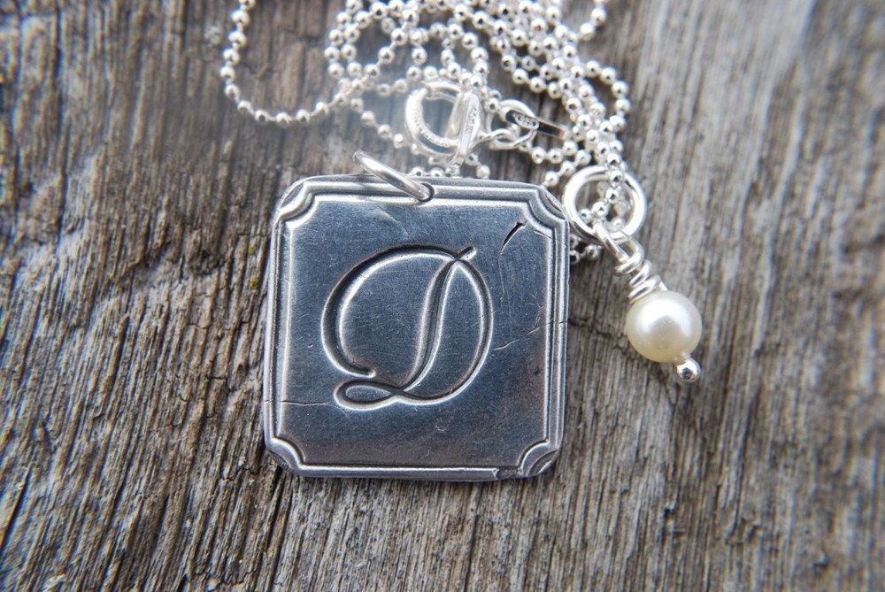 Rustic Silver Necklace Collection - Framed Monogram, personalized jewelry, handmade jewelry, silver jewelry, silver necklace