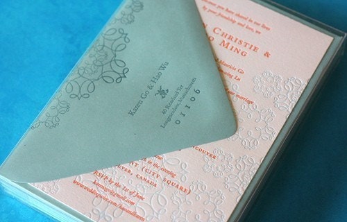 Lola, LACE/Calligraphy Letterpress Wedding Invitaiton SAMPLE