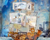 Sailing Ship Mixed Media Painting - The Admiral - Open Edition - Mayflower inspired collage/painting