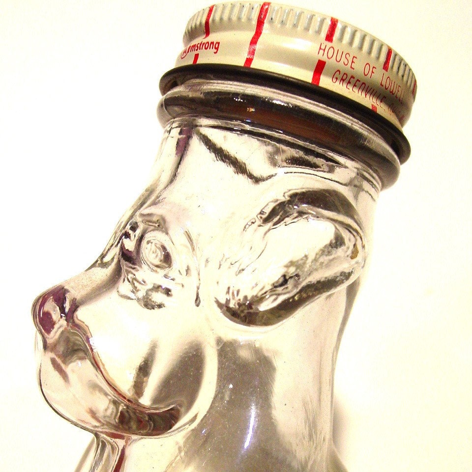 Vintage Dog Shaped Candy Jar Lidded Clear by GoodlookinVintage