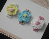 Boutique Crocheted Flower Snap Hair Clips -  Buy 3 Items, Get 1 FREE