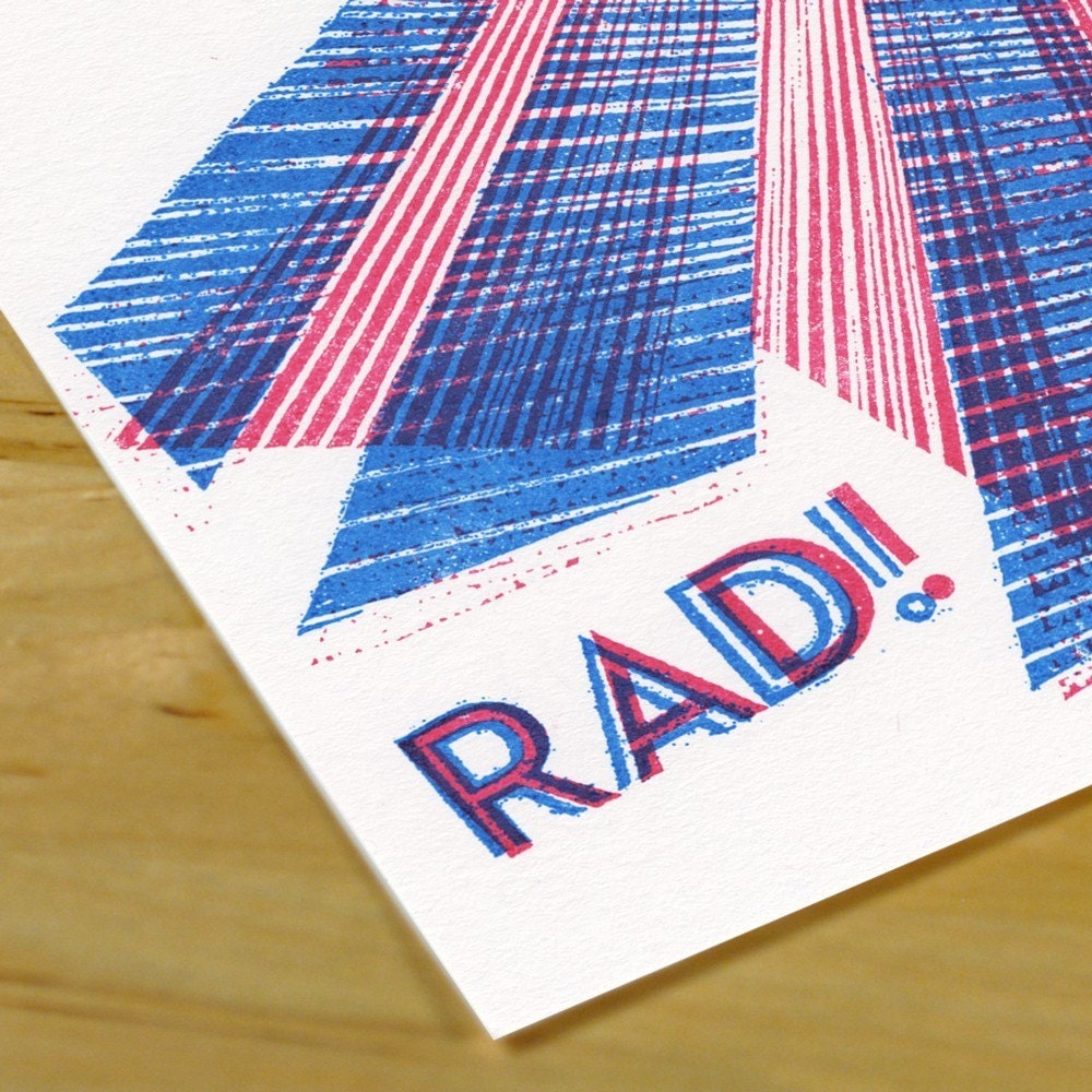 Hand-printed Greeting Card -- RAD