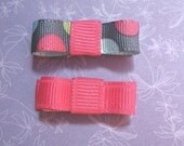 LiliBug Set of 2 Navy Blue Dot and Pink Newborn Hair Clips