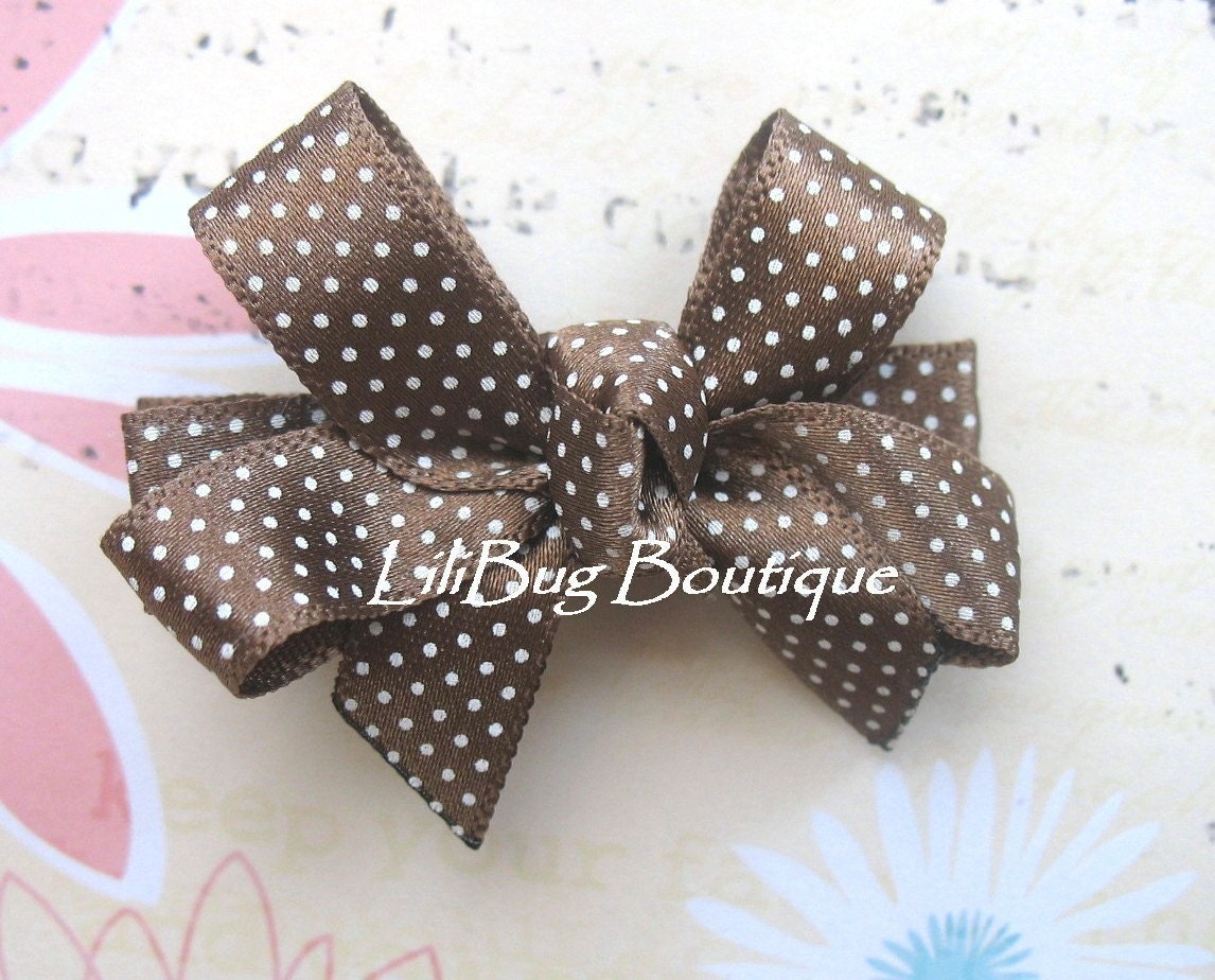 LiliBug Brown Micro Dot Hair Bows
