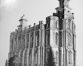 Print - Architectural - Logan Temple - Pencil Drawing