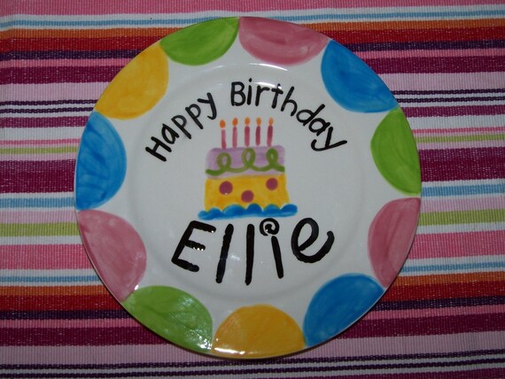 Happy Birthday Personalized Childs Plate, Custom Handpainted Il_570xn