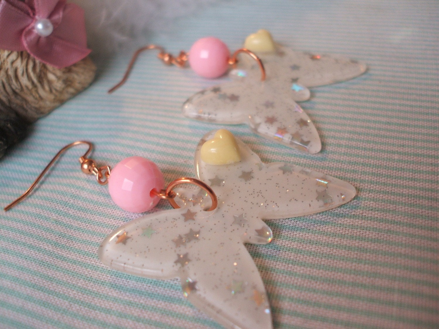 80s Disco Glitter Butterfly Earrings