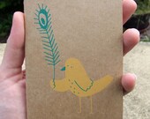 Bird & Feather - Screen-printed Pocket Moleskine / Notebook