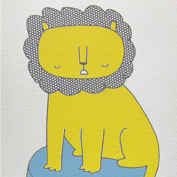 Lion on a Circus Stand Screenprint