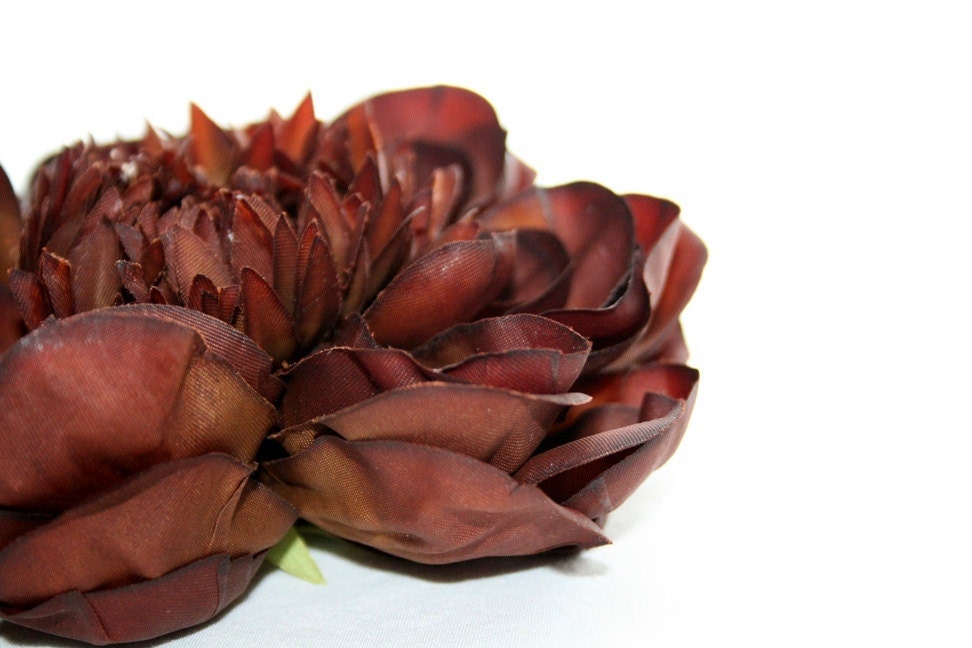 Brown Flower - Real Touch Dahlia in Chocolate Espresso Brown - artificial flower