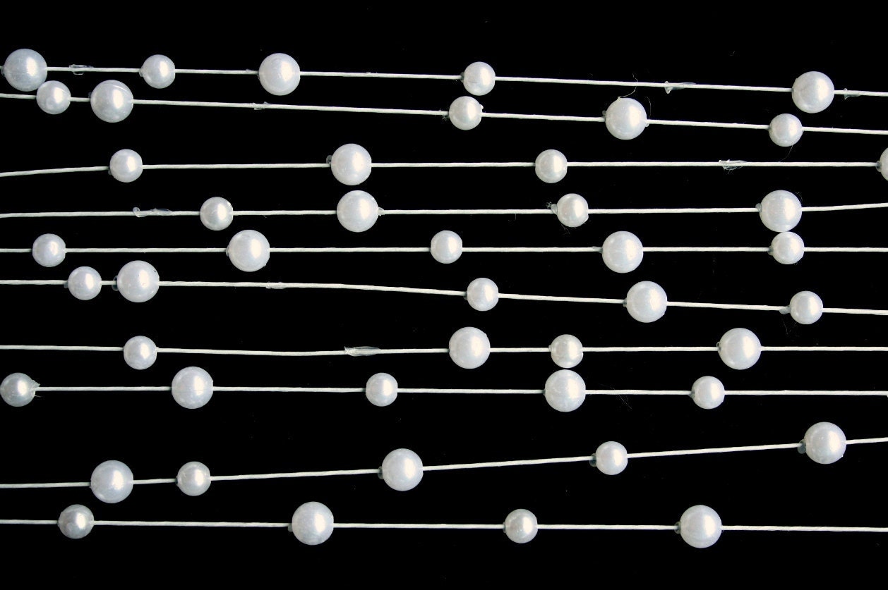 Wired Pearl Beads - Pack of TEN 13 inch Wires with Pearl Beads - Wedding Bouquet Supply