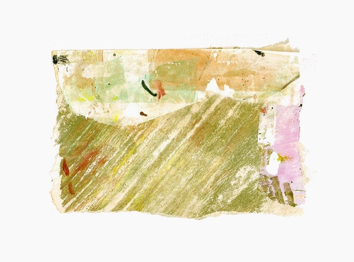 Scrolls Series 8 - Collage with Hand Painted Papers 5 x 7 on 8 x 10 Backing