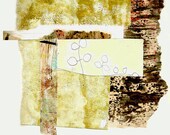 Rooted - Collage with Hand Painted Papers 6 x 6 on 14 x 11 Backing