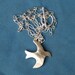 Silver Peace Dove with Sapphire Eye - No Chain - Made to Order