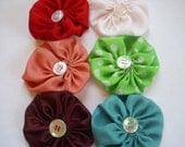 6 - Variety of Colors Silk Yo Yo Large Fabric Flowers - They Were 2. Each and Now 2 are Free