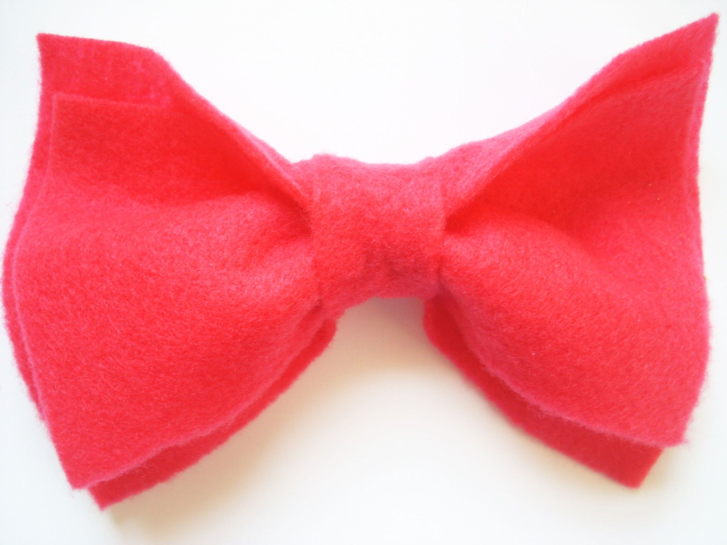Large Hot Pink Felt Double Layered Bow Hair Clip