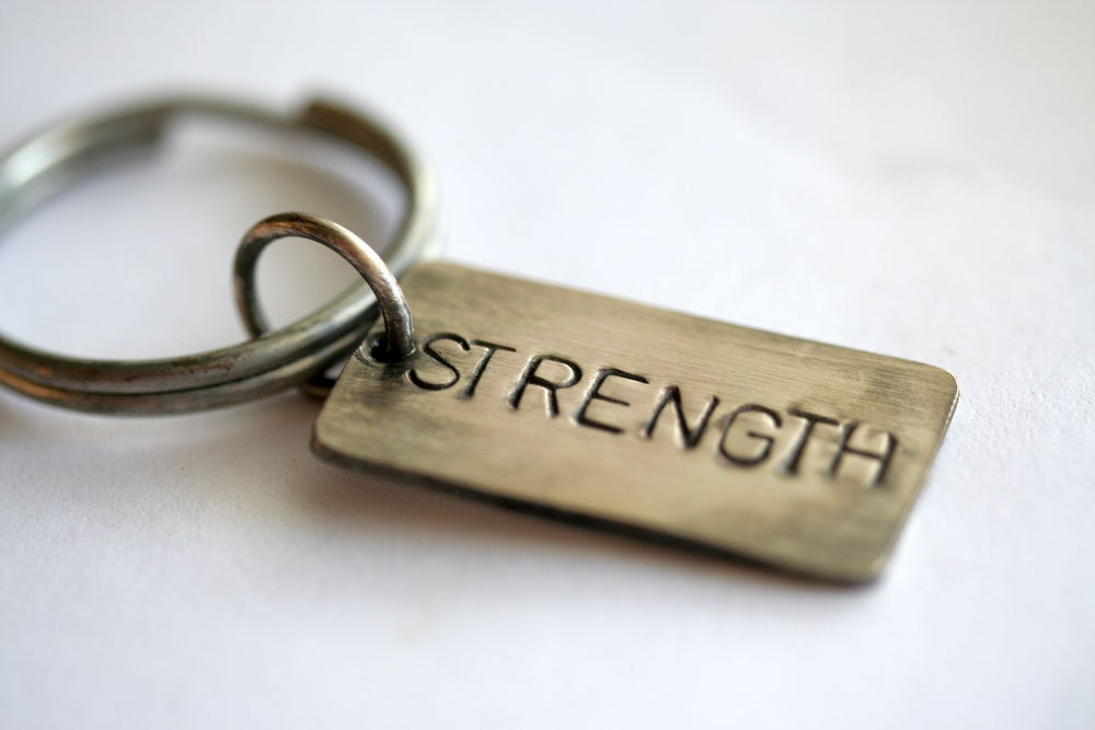 Double Sided - Rectangle - Personalized Sterling Silver Key Ring - Sanded and Distressed
