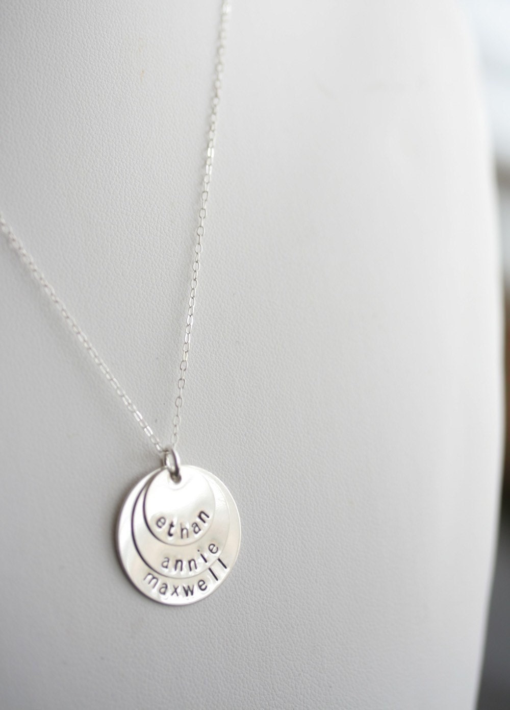 Featured in Midwest Living Magazine - Personalized Stacking Necklace in Sterling Silver - 3 Discs