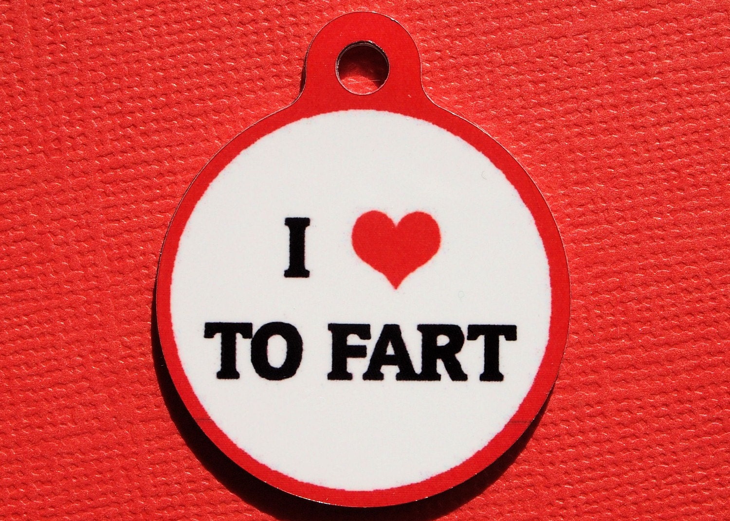 pet id tag - I Heart to Fart - MEDIUM sized- Custom Metal Pet ID Tag