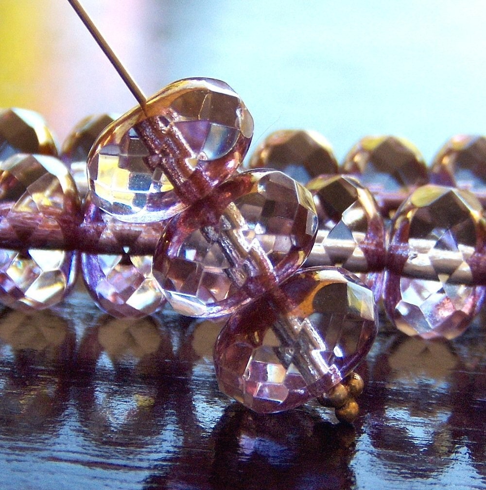 Crystal Copper Czech Glass 11mm Faceted Donut - LAST 8