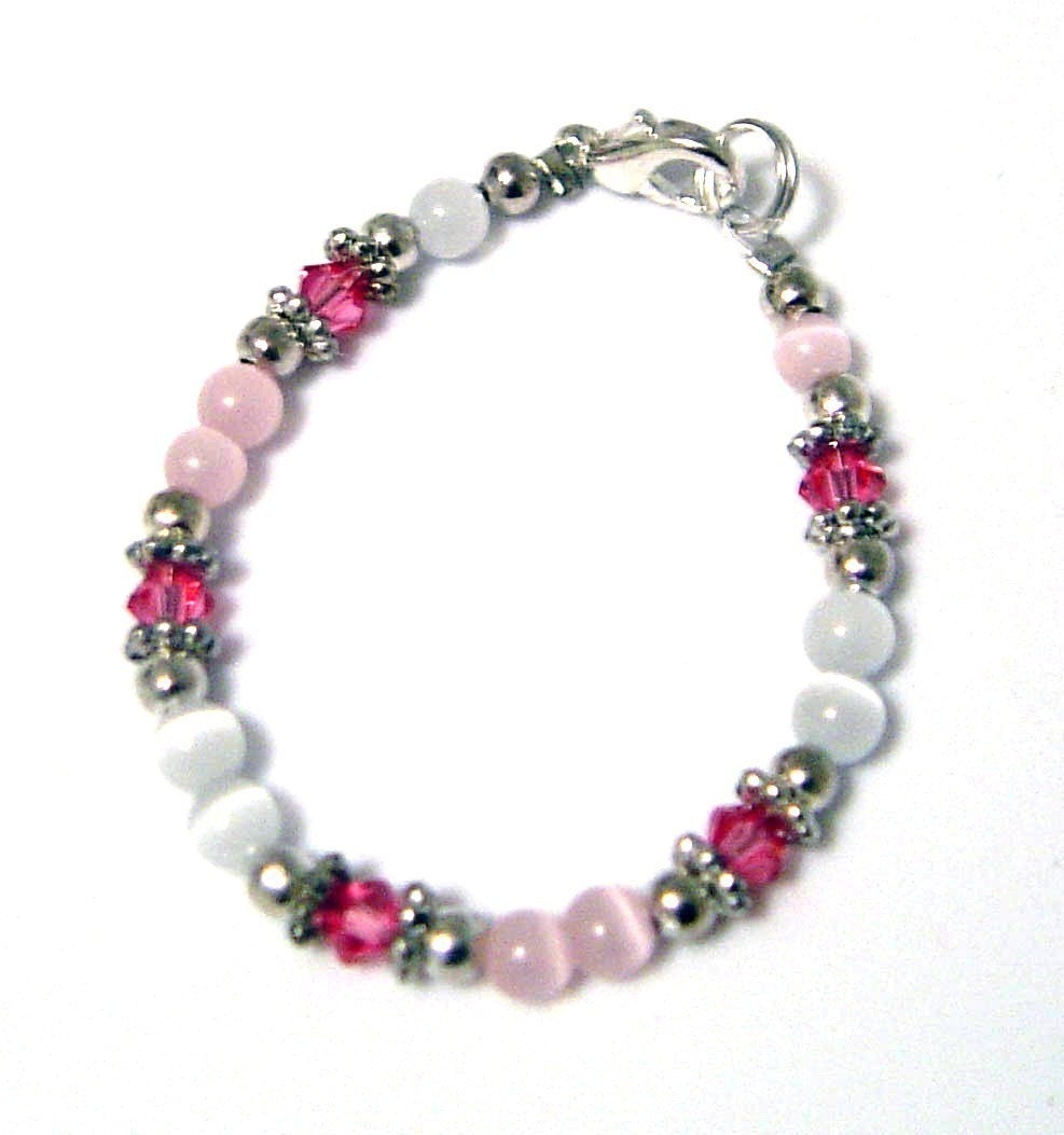 Baby/Infant ---Pretty as a Princess--- Bracelet/Jewelry - Swarovski Crystal, Cat Eye Beads