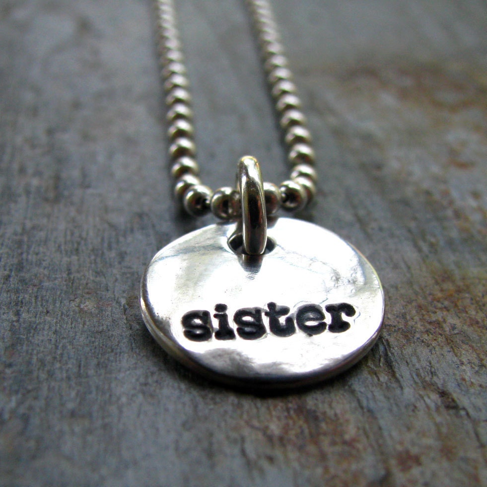 Silver Sister Ankle Bracelet, PMC Fine Silver Charm, Sterling Silver Chain