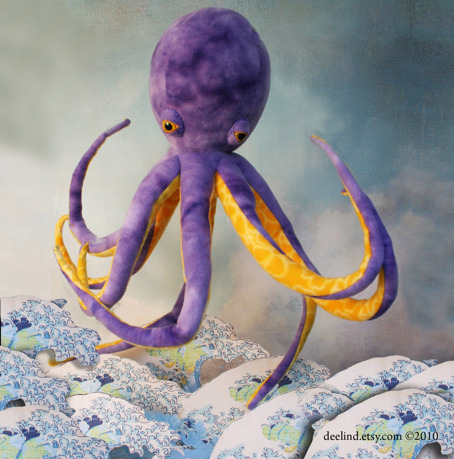 Micbeth The Purple Large Plush Octopus Toy FREE LOve personized red felt heart