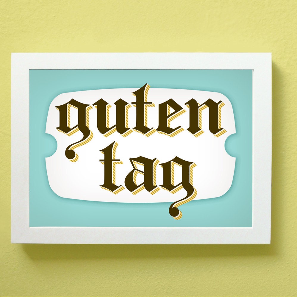 Guten Tag Hello Print Poster Cheerful Wall Art Happy Greeting