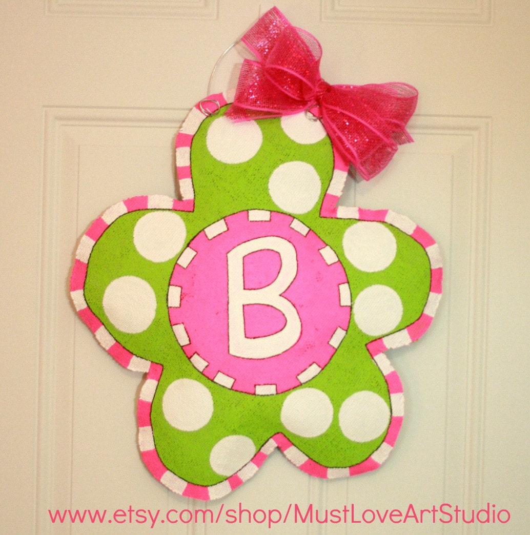 Hand Painted Spring Flower Burlap Door Hanger Decoration Personalized Dorm Room