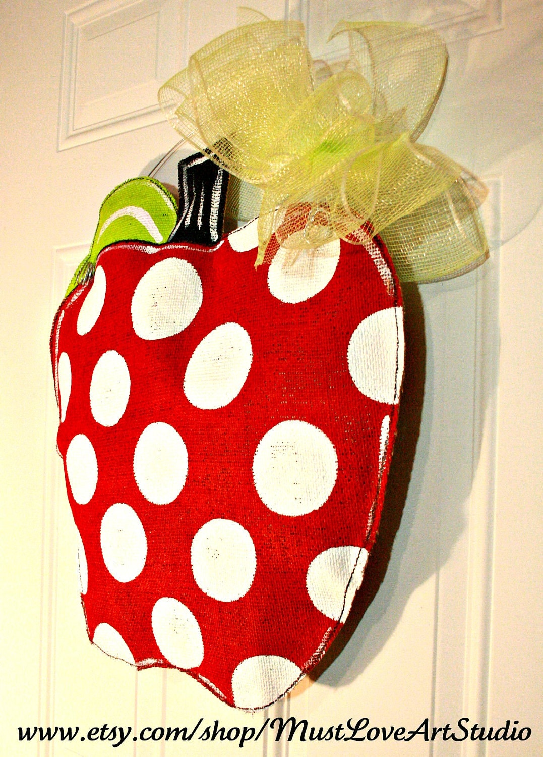 Teacher Appreciation Pencil Burlap Door Hanger Decoration HUGE - Polka Dots Back to School