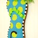 Flip Flop Burlap Door Hanger Decoration HUGE 2 ft - Spring Summer Polka Dots Turquoise Lime Green