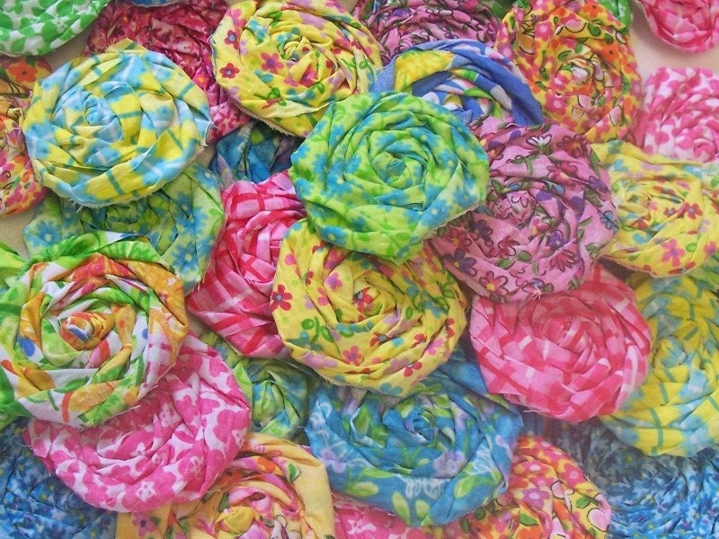 Bobby Pin Fabric Flowers Rose Applique 20 Hair Clip Barrette Headband Rosette 1" Embellishment Scrapbook Handmade Wholesale
