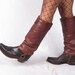 RESERVED vintage HARNESS black and brown leather womans cowboy cowgirl tall cuffed campus stacked heel boots sz womans us 10