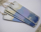 Long Gift Tags set of 4 Paint Pretty Elegant and chic - Purple Cream and Blue