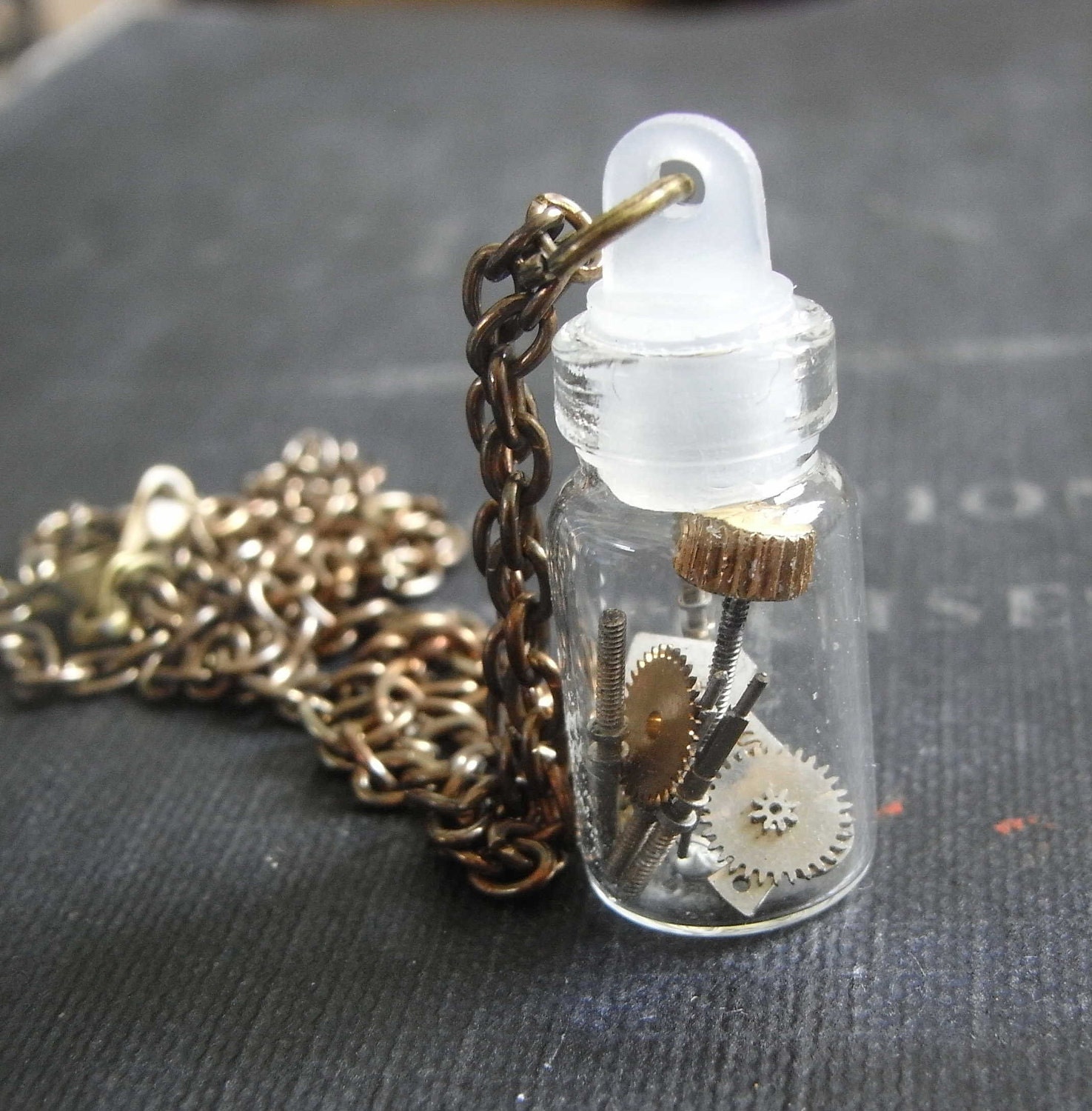 HOUR GLASS Time Capsule Steampunk Necklace