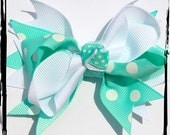 BOUTIQUE HAIR BOW Double Layer Robin's Egg Blue