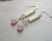 Yellow Pink dangle earrings. Spring.