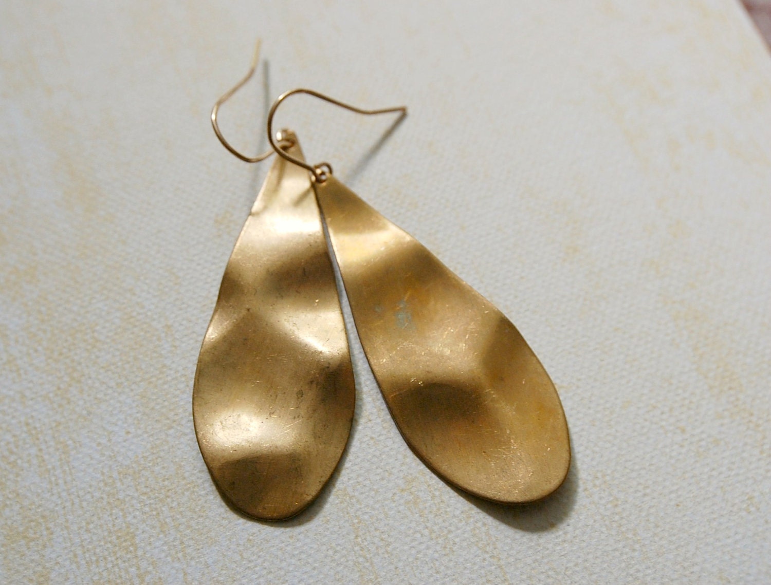 Golden Leaves. Earrings. Hammered Gold Leaf.