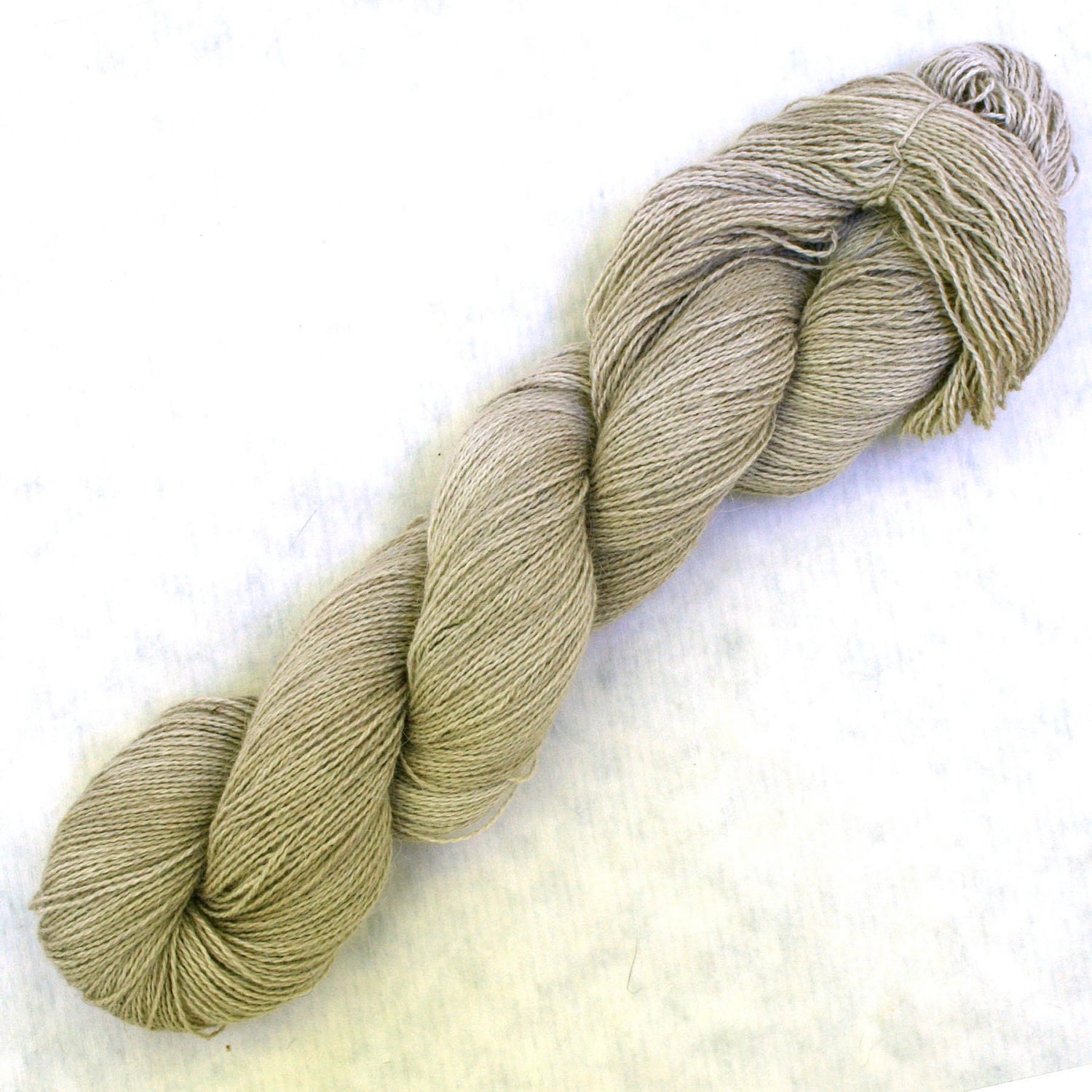 Hand Dyed Angora Silk Laceweight Yarn 435yds 50g Sand