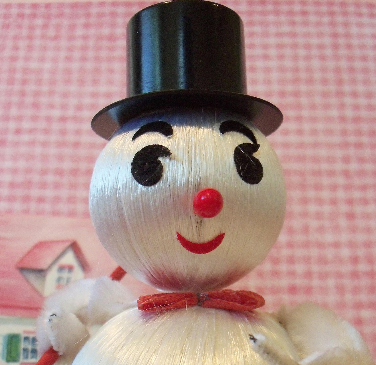 Vintage / Snowman / Satin Balls / Decoration / Bumpy Chenille Arms